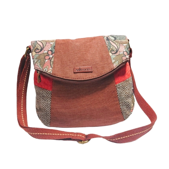 Sakroots Canvas Mixed Print Bohemian  Boho Foldover Crossbody Bag Handbag Purse - Picture 12 of 12